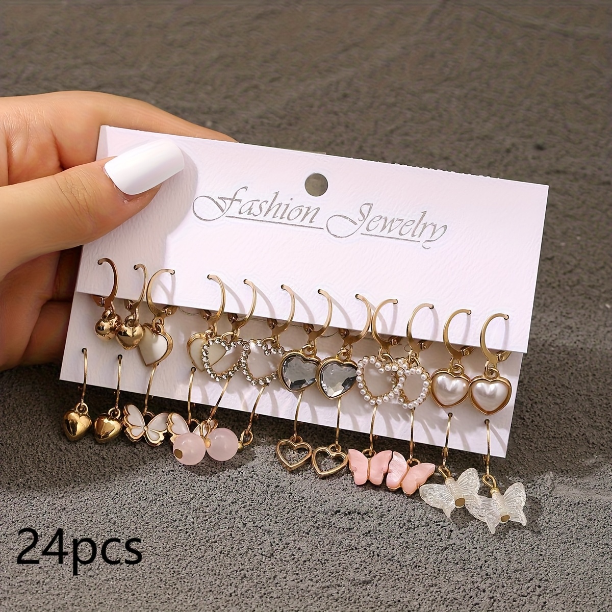48pcs Cute Multi-Shape Earring Set, Unique Dangle Designs